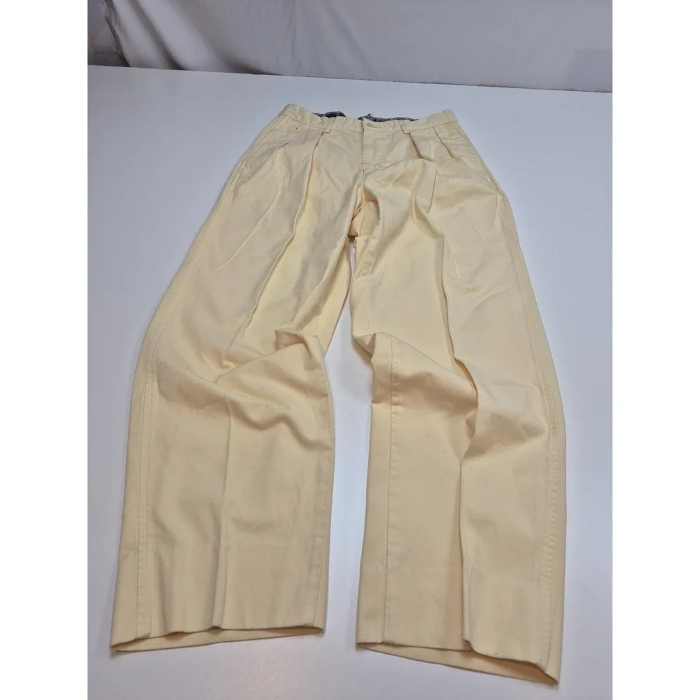 Polo Ralph Lauren Classic Golf Pants Mens 34x28 Yellow Pleated Chino USA FLAW